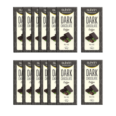 Sockerfri Mörk Choklad SUKRIN 65% Kaffe 14-pack