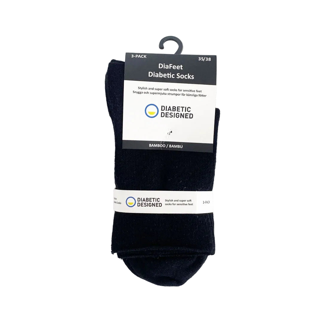 DiaFeet Diabetesstrumpor i bambu Svart 3-pack
