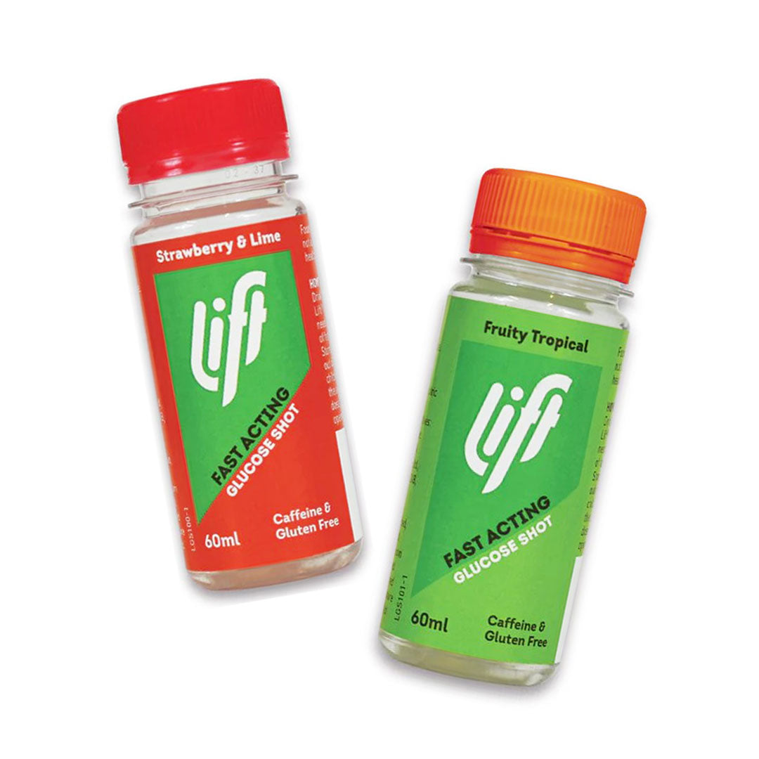 Druvsocker LIFT GlucoShot Tropisk och jordgubb lime