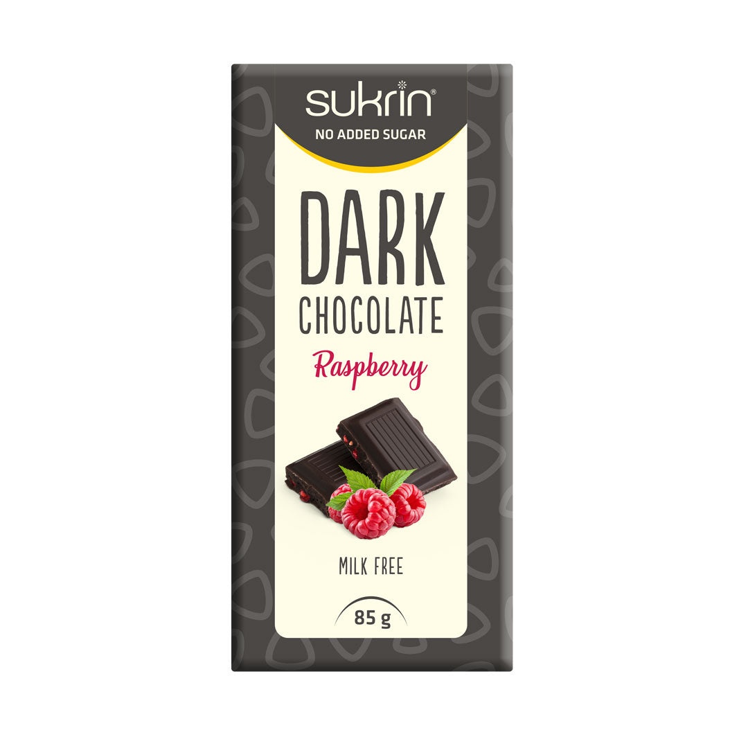 Sockerfri Mörk Choklad SUKRIN Hallon framsida
