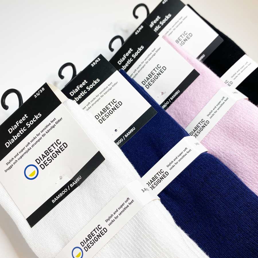 DiaFeet Snygga Diabetesstrumpor i bambu Rosa 3-pack