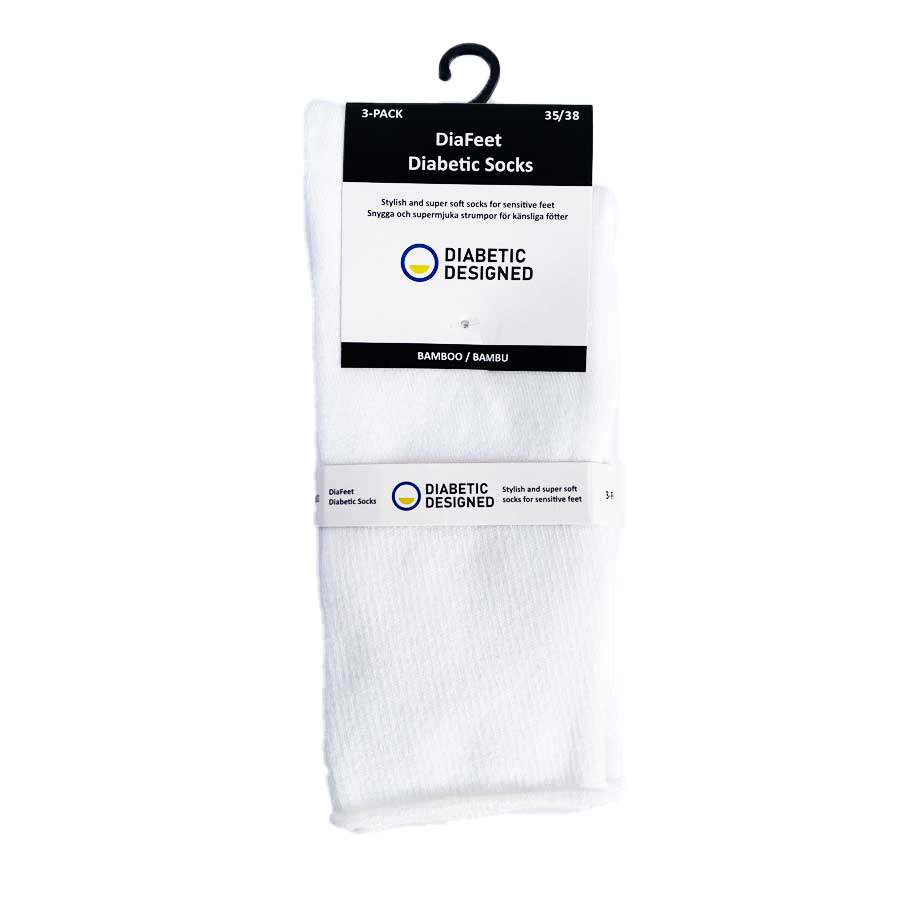 DiaFeet Snygga Diabetesstrumpor i bambu vit