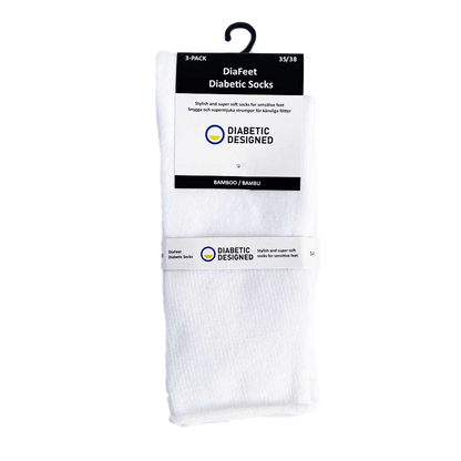 DiaFeet Snygga Diabetesstrumpor i bambu vit