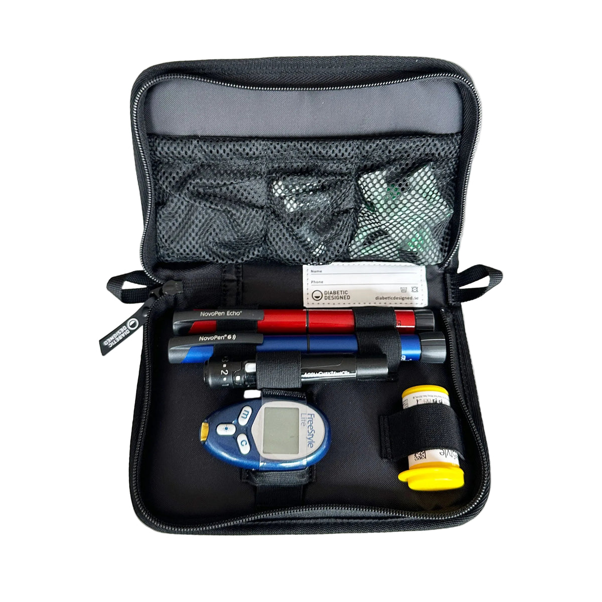 Diabetesväska för pennor Svart Diabetic Designed fylla med diabeteshjälpmedel