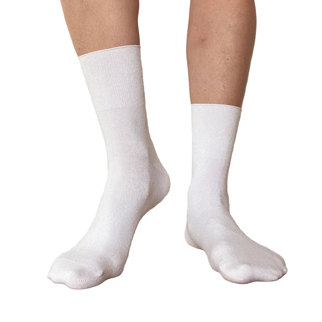 DiaFeet Snygga Diabetesstrumpor i bambu Vit fot