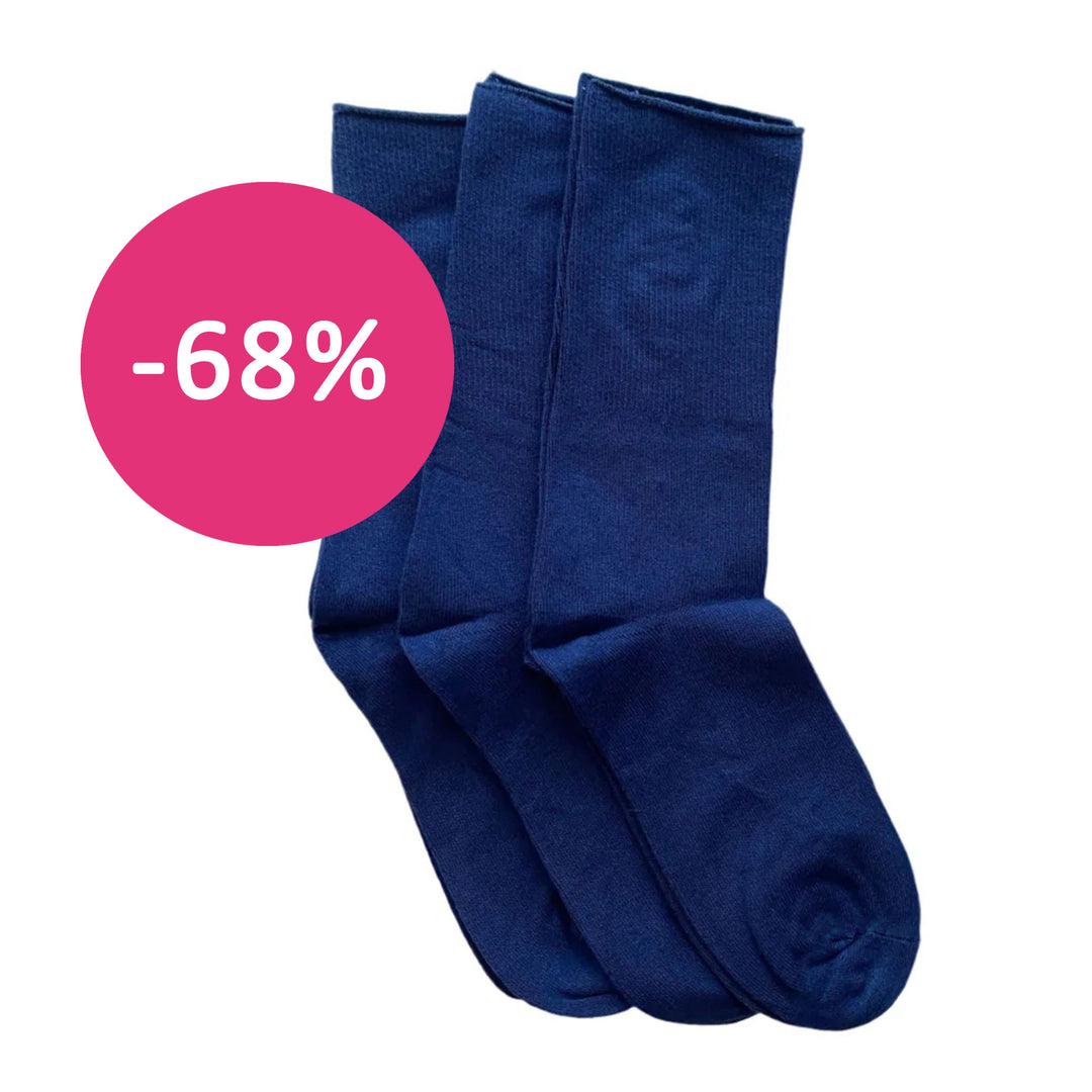 DiaFeet Snygga Diabetesstrumpor i bambu Marin 3-pack stor rea