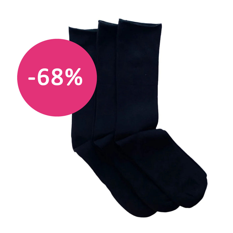 DiaFeet Snygga Diabetesstrumpor i bambu Svart 3-pack stor rabatt