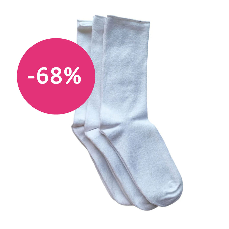 DiaFeet Snygga Diabetesstrumpor i bambu Vit 3-pack stor rea