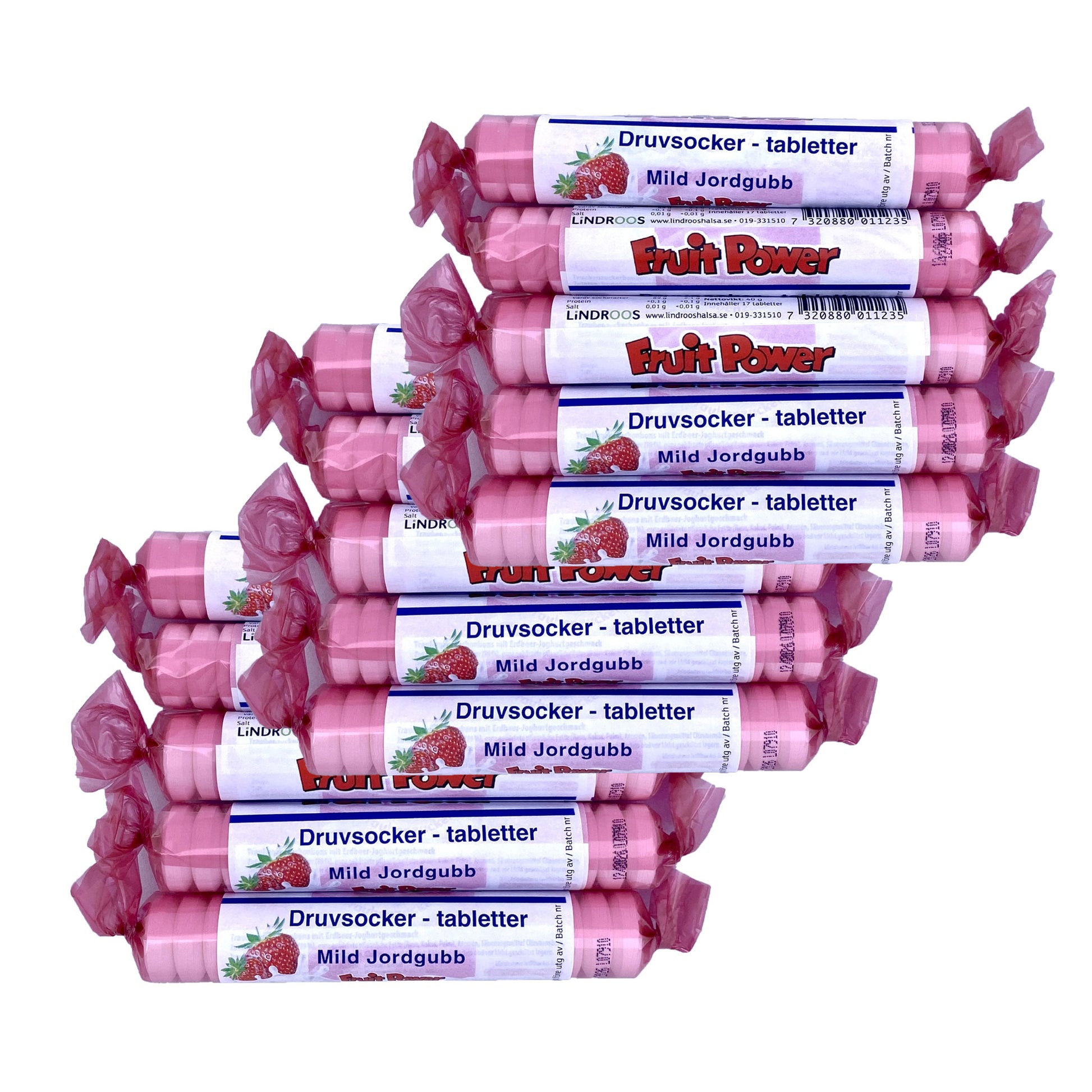 Druvsocker FruitPower Mild jordgubb 15-pack