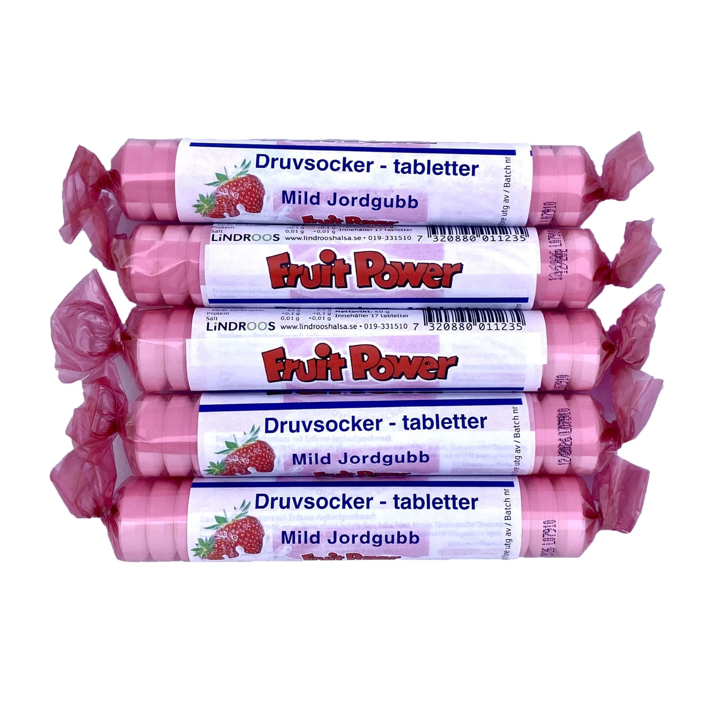 Druvsocker FruitPower Mild jordgubb 5-pack