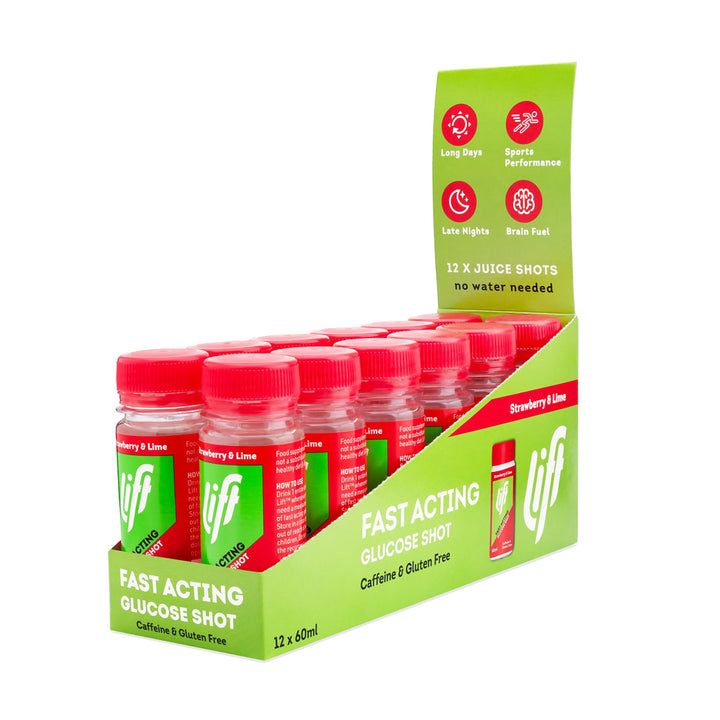 Druvsocker LIFT GlucoShot Jordgubb-Lime 12-pack