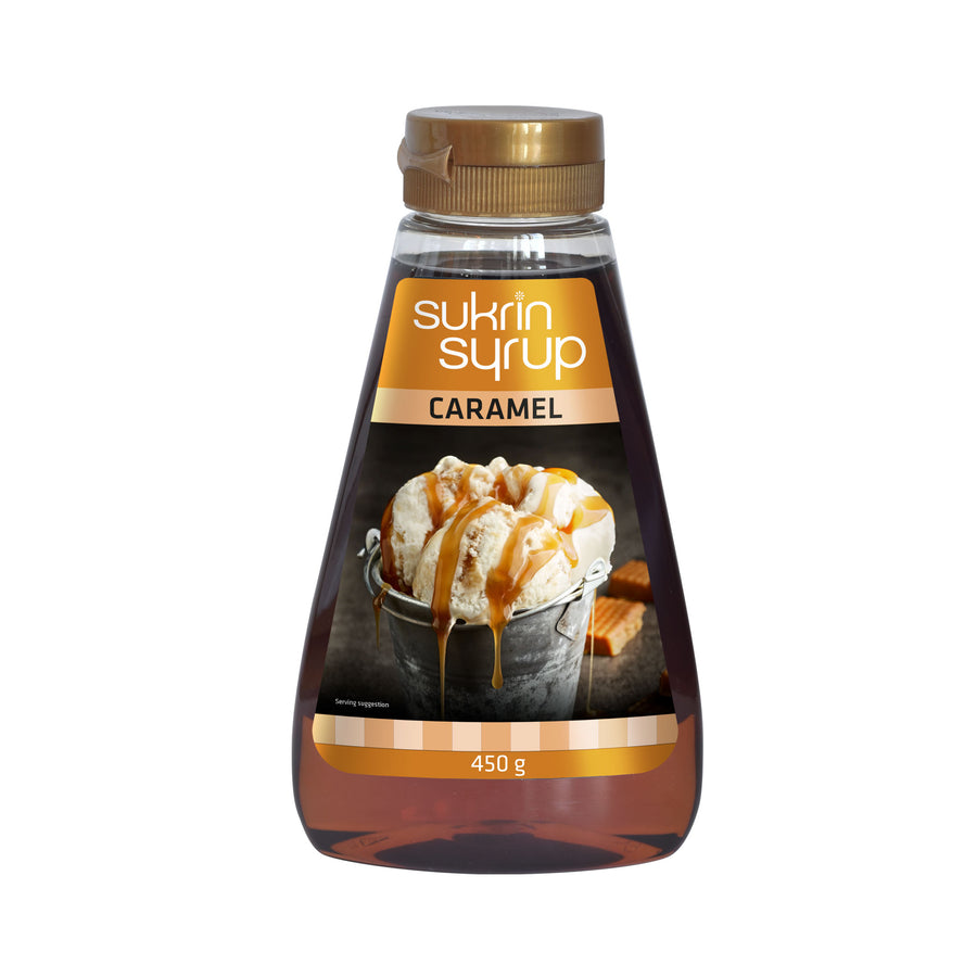 Lågkalori Caramel Syrup SUKRIN framsida flaska