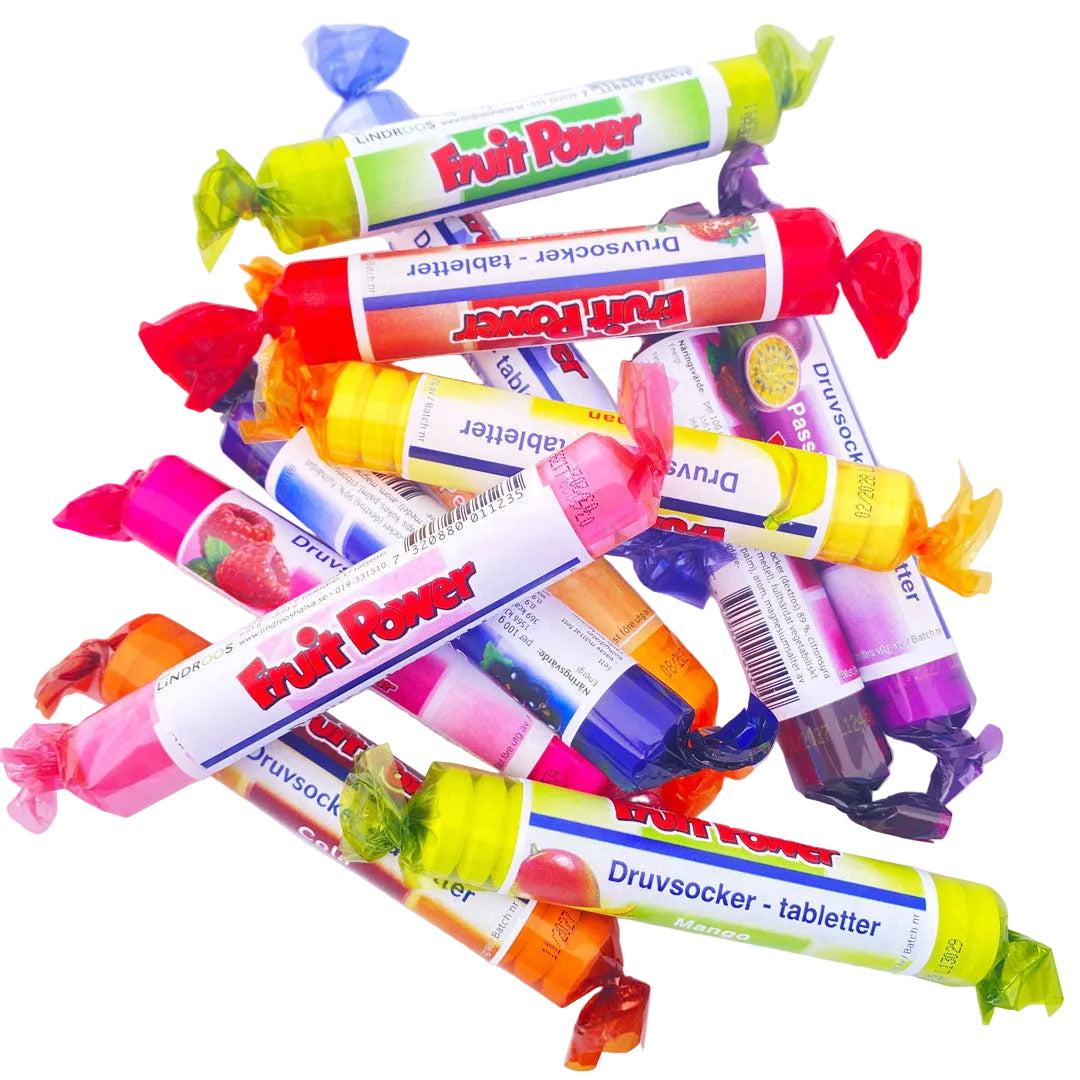 Prova fruitpower druvsocker rullar