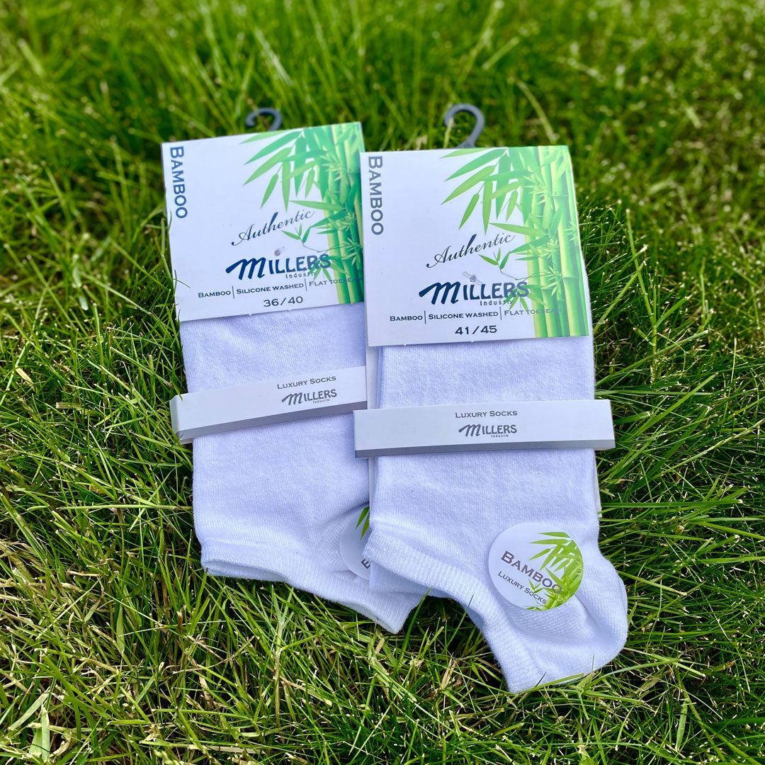 Sneakers diabetesstrumpa i bambu vit 2 storlekar