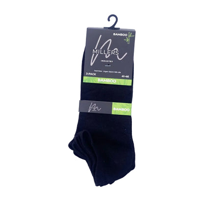 Sneakers diabetesstrumpa i bambu svart 3-pack 41 - 46