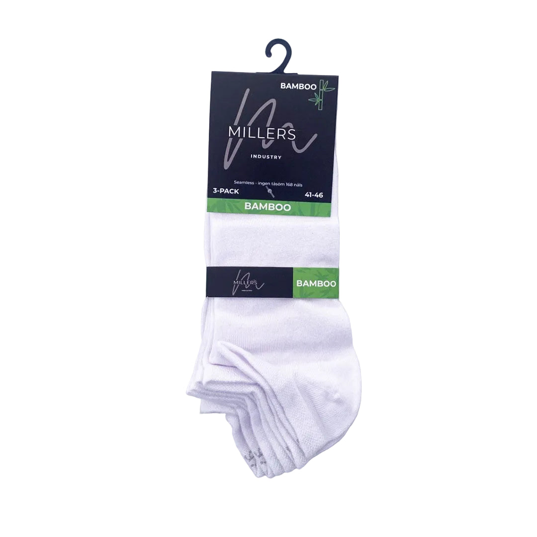 Sneakers diabetesstrumpa i bambu vit 3-pack 41 - 46