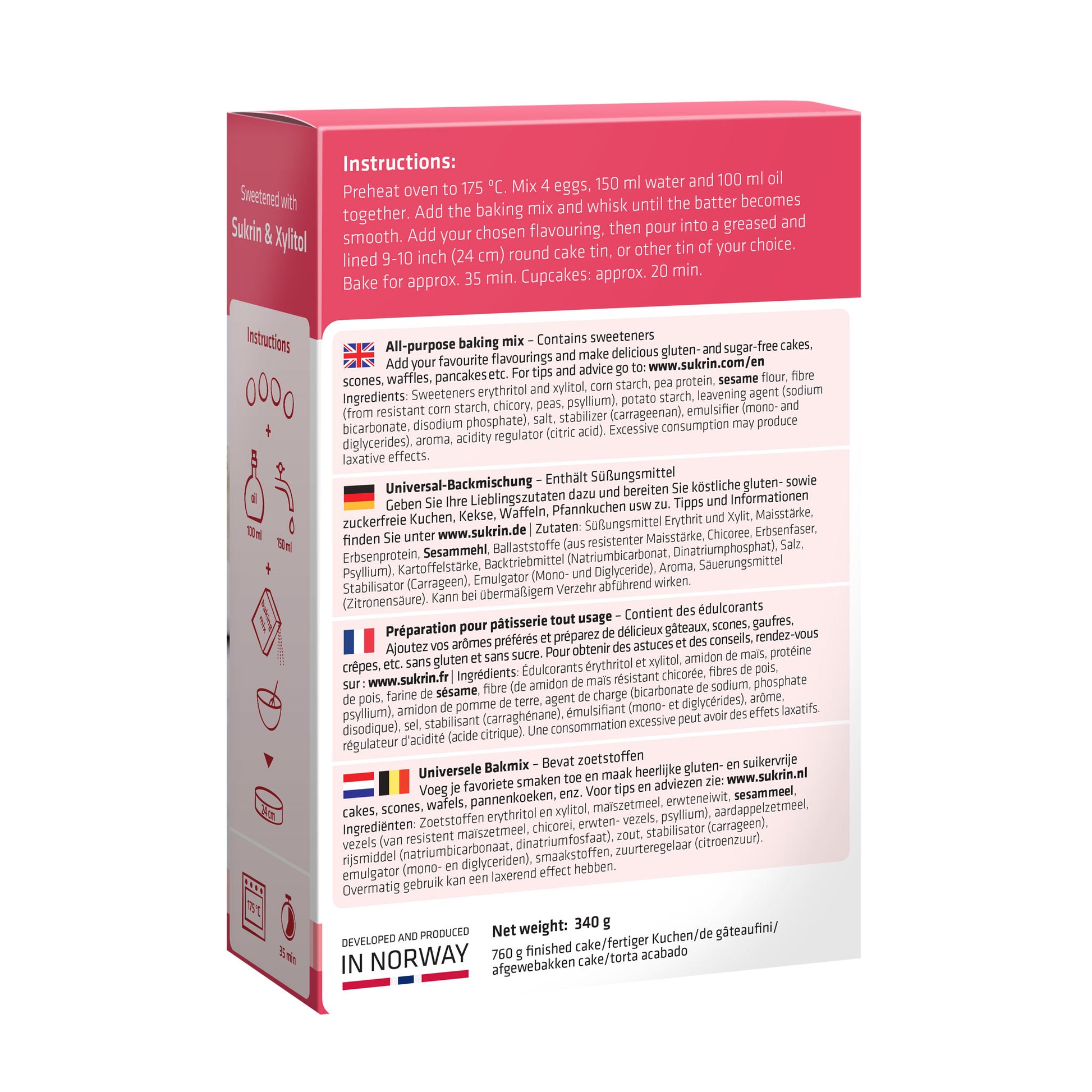 Sockerfri Kakmix SUKRIN baksida paket