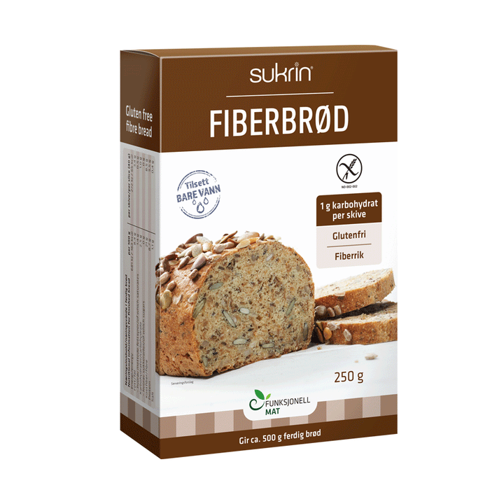 Glutenfritt Fiberbröd SUKRIN 250g framsida