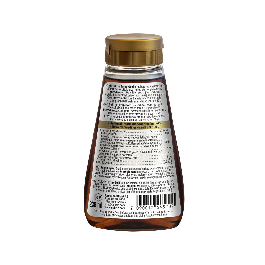Lågkalori Gold Syrup SUKRIN 325 gram flaska