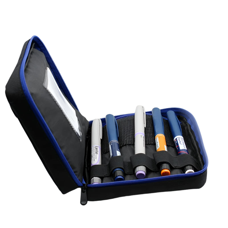 Insulin-kylväska på resa iCool kylvaska Prestige insida 5 insulinpennor