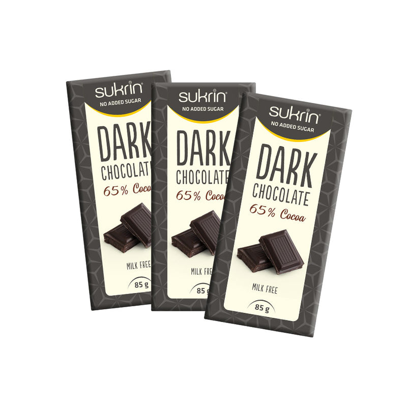 Sockerfri Mörk Choklad SUKRIN 65% 3-pack