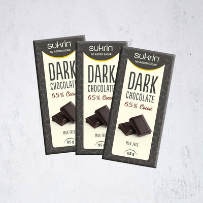 Sockerfri Mörk Choklad SUKRIN 65% 3-pack