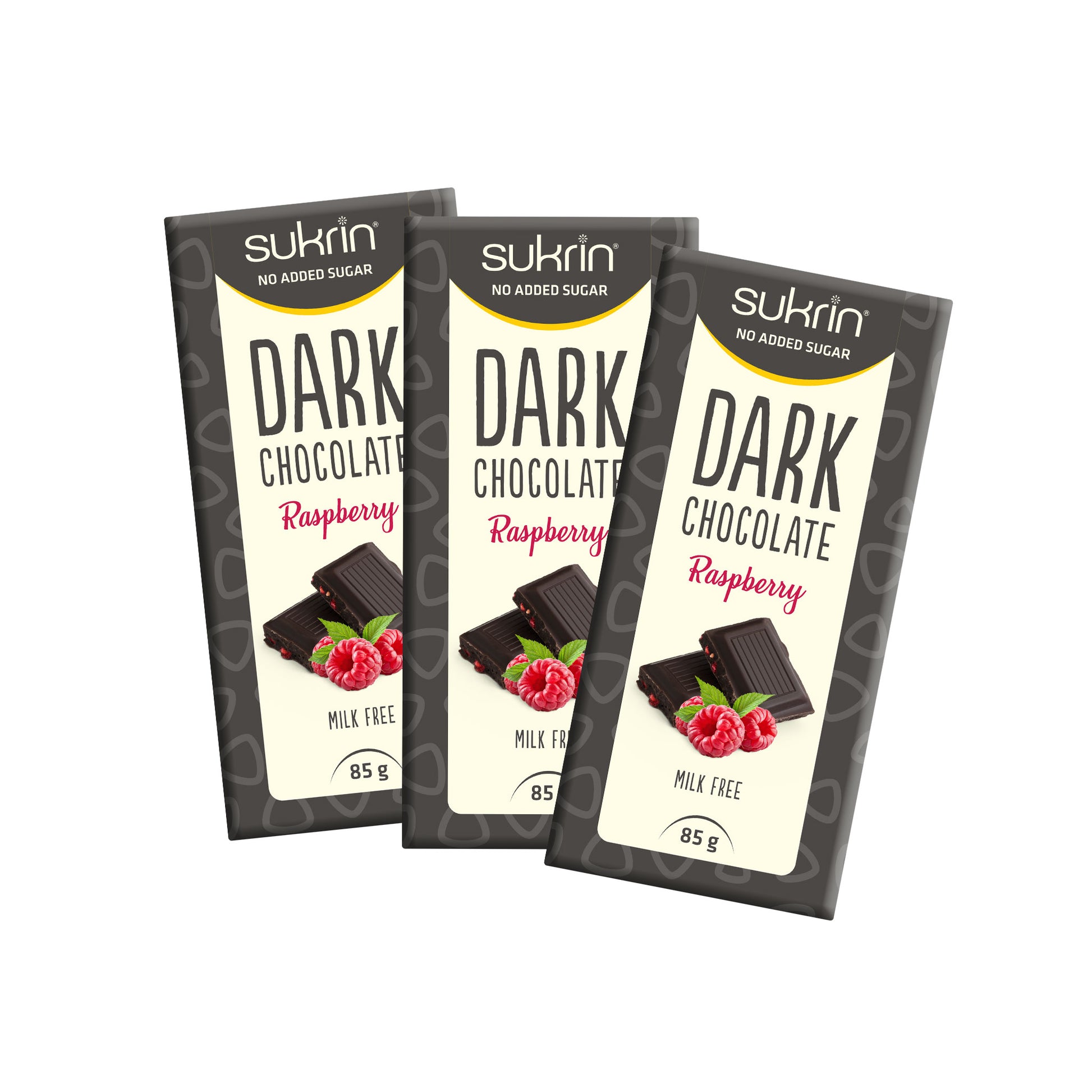 Sockerfri Mörk Choklad SUKRIN Hallon 3-pack