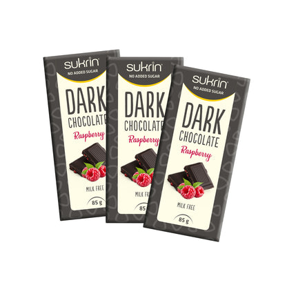 Sockerfri Mörk Choklad SUKRIN Hallon 3-pack