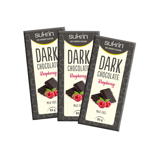 Sockerfri Mörk Choklad SUKRIN Hallon 3-pack