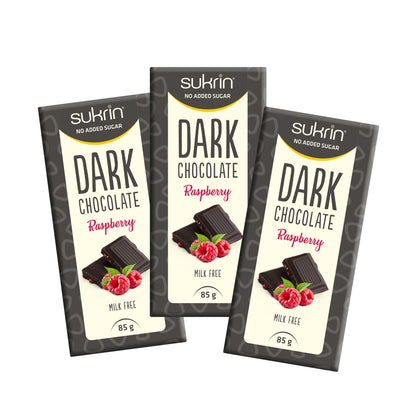 Sockerfri Mörk Choklad SUKRIN Hallon 3-pack