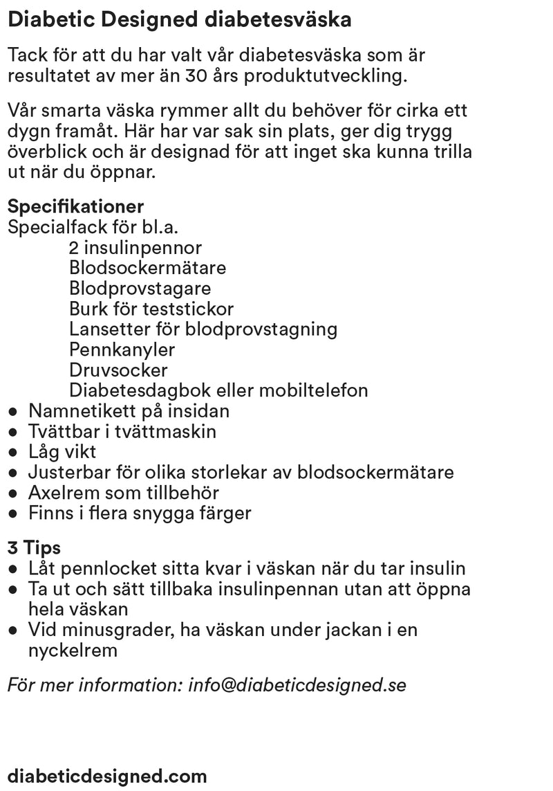 Diabetesväska bruksanvisning svenska