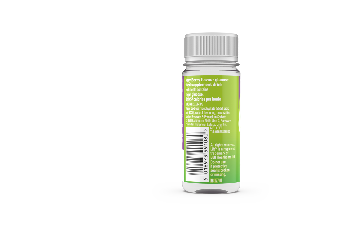 Druvsocker LIFT GlucoShot Bär baksida text