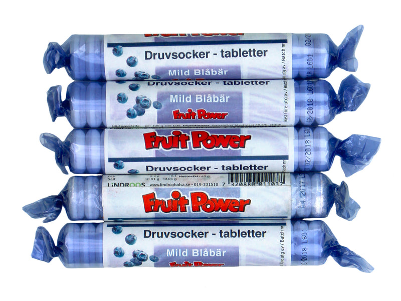 Druvsocker FruitPower Mild blåbär 5-pack