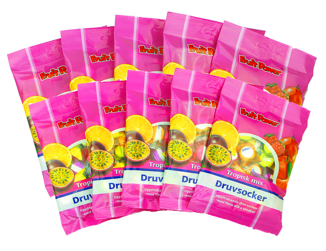 Fruitpower Druvsocker Tropisk mix i 10-pack