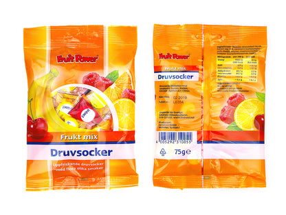 Fruitpower Druvsocker Fruktmix förpackning