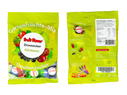 Fruitpower Druvsocker Gårdsmix förpackning